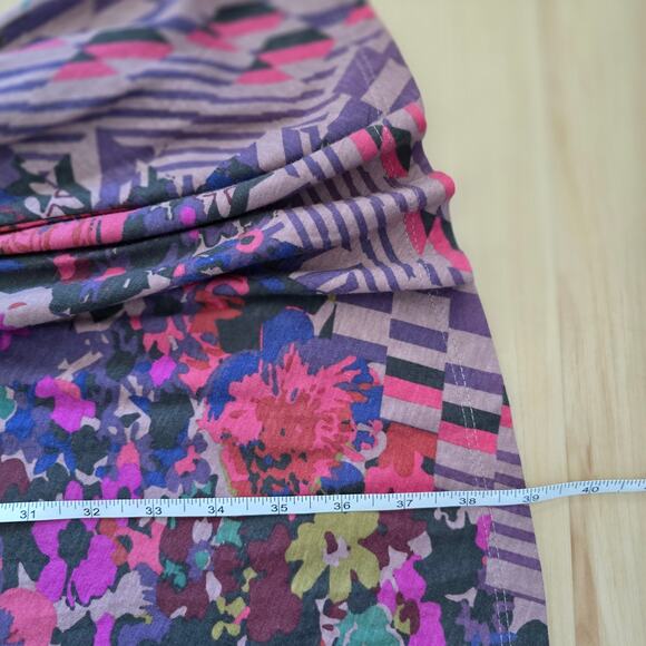 Anthropologie Daily Practice Ruched Mini Jersey Floral Print Long Sleeve Dress M - Picture 10 of 10